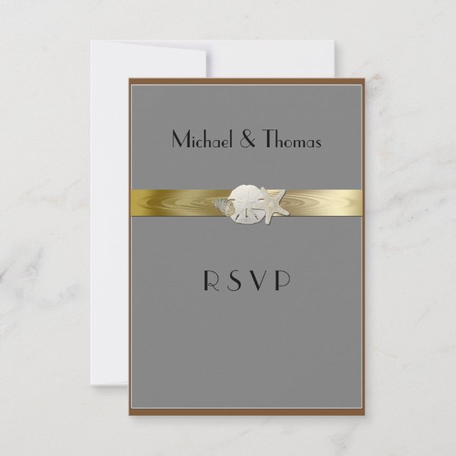 Elegant RSVP Cards Starfish Sanddollar (Front)