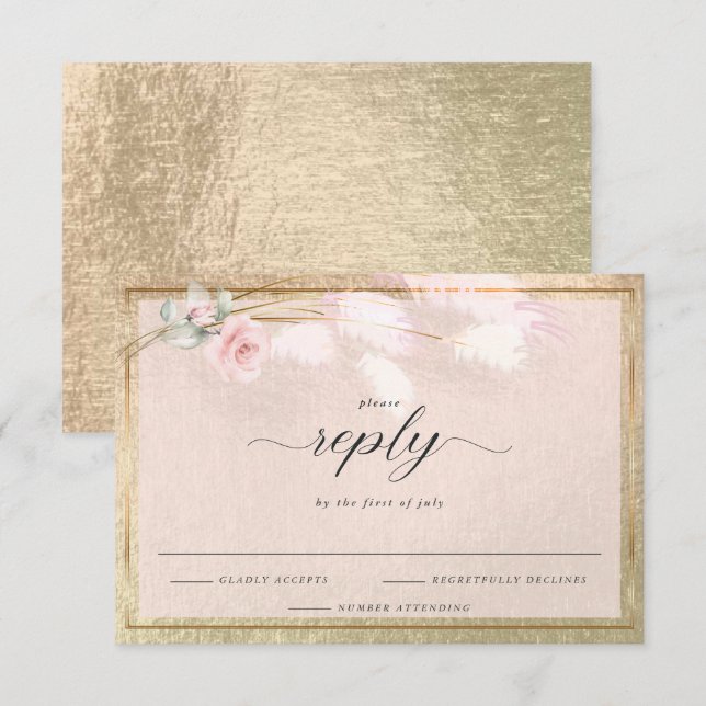 Elegant RSVP Dusty Pink Floral (Front/Back)