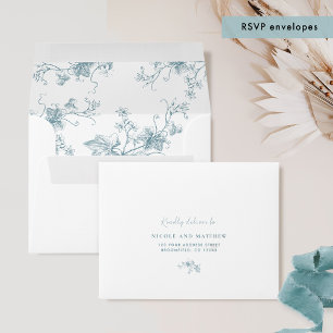 Elegant RSVP Envelope Floral Sea Glass Wedding