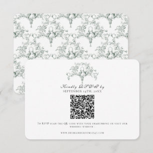 Elegant RSVP Forest Green French Toile Doves Art Card