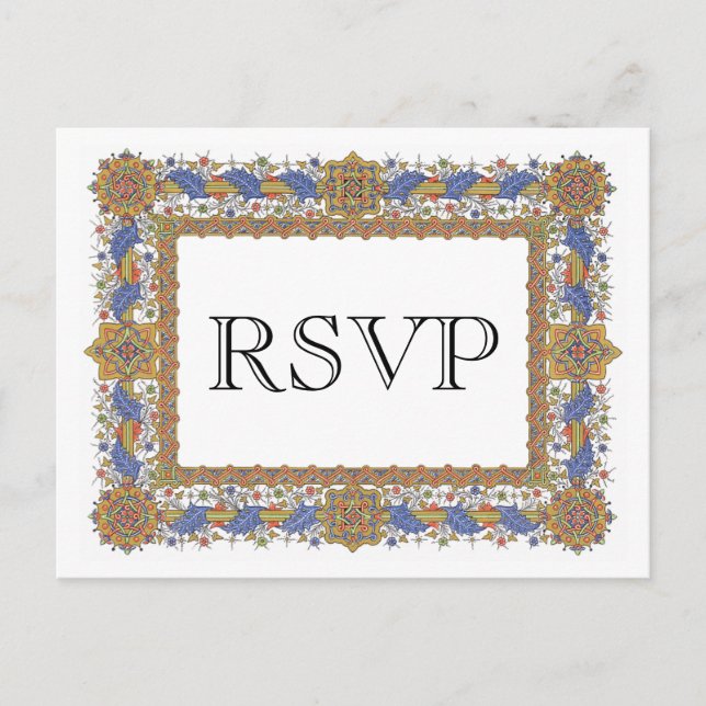 Elegant RSVP Gold Geometric Custom Postcard (Front)
