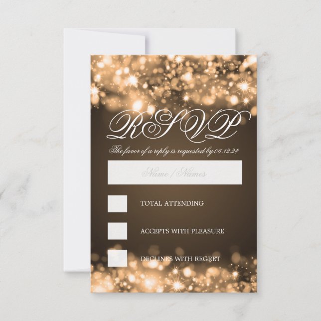 Elegant RSVP Gold Sparkling Lights Card (Front)