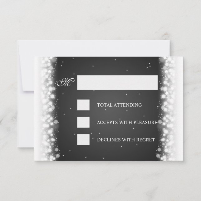 Elegant RSVP Magic Sparkle Black Card (Front)
