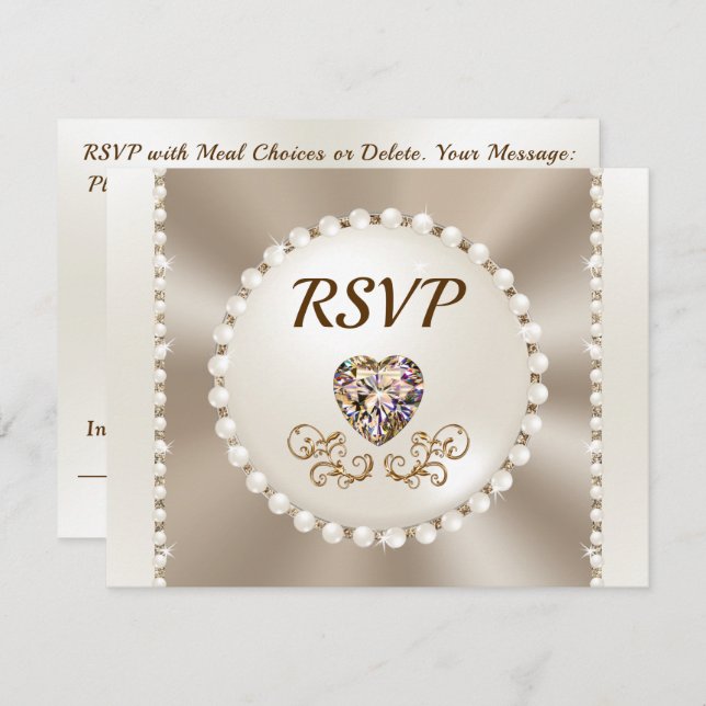Elegant, RSVP Menu Cards, or Delete Meal Choices  Invitation (Front/Back)
