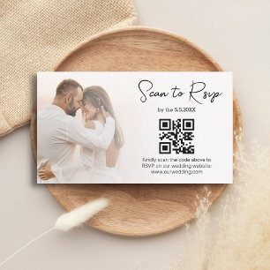 elegant rsvp qr code minimalist wedding photo card