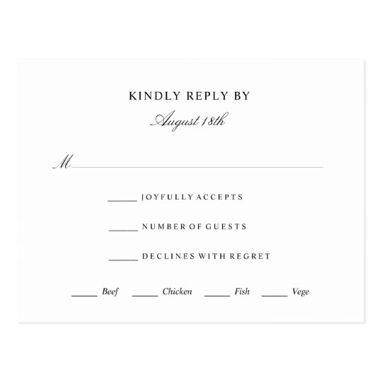 Elegant Rsvp Response Card Wedding Event