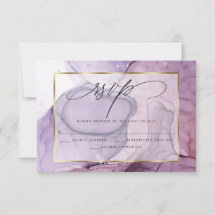 Elegant RSVP Rose Amethyst  Marble Ink