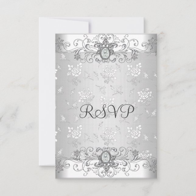 Elegant RSVP Silver White Diamond Lace (Front)