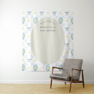 Elegant Rubber Ducky Ribbon Baby Shower Backdrop Tapestry