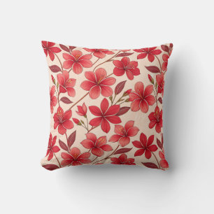 Elegant Ruby Bloom  Cushion