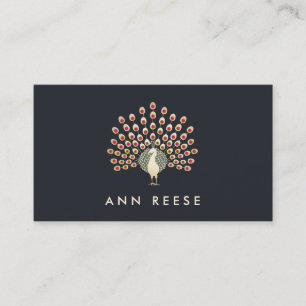 Elegant Ruby Feather Peacock Stylish Designer Business Card