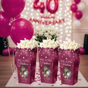 Elegant Ruby Foil & 40th Anniversary Popcorn Favour Box
