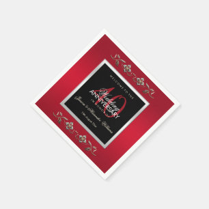 Elegant Ruby Gemstones 40th Wedding Anniversary Napkin