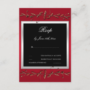Elegant Ruby Gemstones 40th Wedding Anniversary RSVP Card