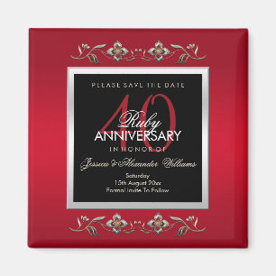 Elegant Ruby Gemstones Save The Date Magnet