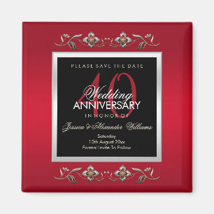 Elegant Ruby Gemstones Save The Date Magnet