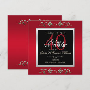 Elegant Ruby Jewels 40th Wedding Anniversary Invitation