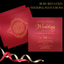 Elegant Ruby Red Gold Ornate Vintage WEDDING