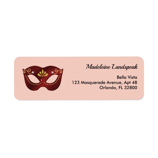 Elegant Ruby Red Masquerade Blush Champagne  (Front)
