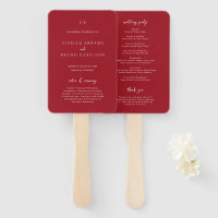 Elegant Ruby Red Modern Wedding Program