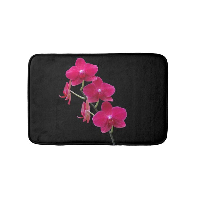 Elegant Ruby Red Orchids Bath Mats Rugs (Front)