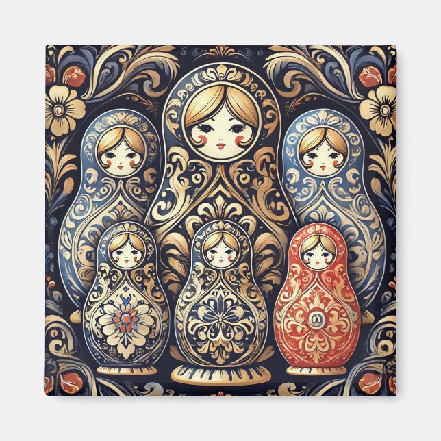 Elegant Russian doll magnet (Front)