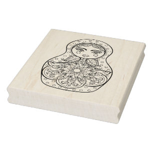 Elegant Russian Doll Rubber Stamp