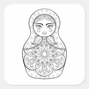 Elegant Russian Doll Square Sticker