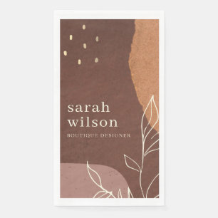 Elegant Rust Abstract Brown Orange Leafy Foliage Napkin