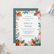 Elegant Rust and Teal Pumpkin Engagement Party
