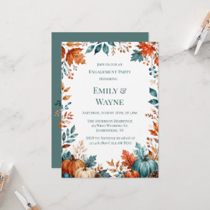 Elegant Rust and Teal Pumpkin Engagement Party Invitation