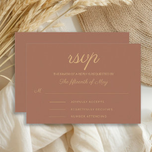 Elegant Rust Burnt Orange Wedding   RSVP Card