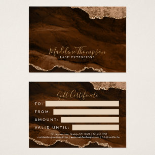 Elegant Rust Gold Agate Business Gift Certificate