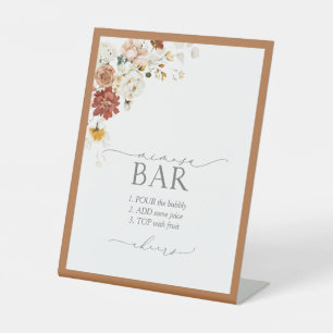 Elegant Rust Orange Bridal Shower Mimosa Bar Pedestal Sign