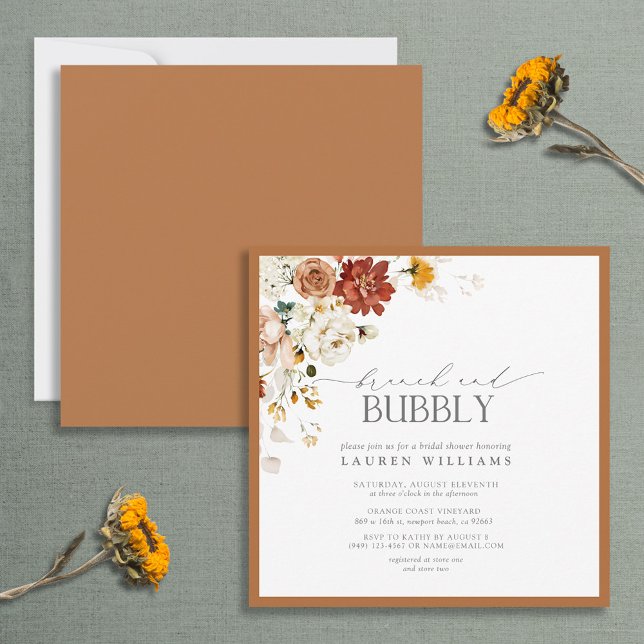 Elegant Rust Orange Brunch & Bubbly Shower Invitat Invitation (Creator Uploaded)