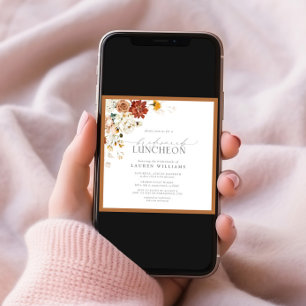 Elegant Rust Orange Floral Bridal Luncheon Invitation