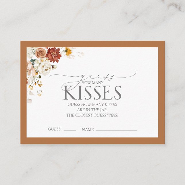 Elegant Rust Orange Floral Bridal Shower Game Encl Enclosure Card (Front)