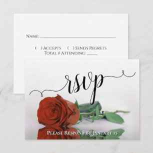 Elegant Rust Orange Reflecting Rose Wedding RSVP Card