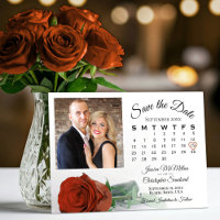 Elegant Rust Orange Rose Wedding Calendar & Photo