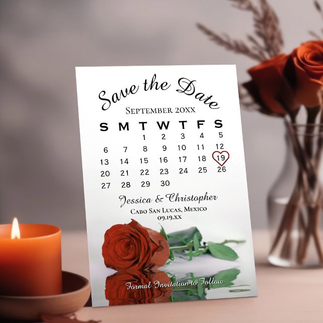 Elegant Rust Orange Rose Wedding Calendar Save The Date (Creator Uploaded)