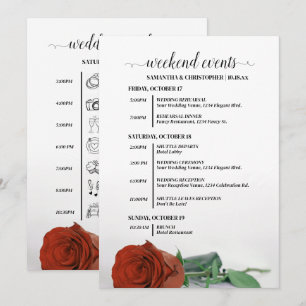 Elegant Rust Orange Rose Wedding Events & Timeline Programme