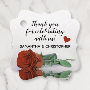 Elegant Rust Orange Rose Wedding Thank You Favour Tags