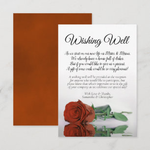 Elegant Rust Orange Rose Wedding Wishing Well Poem Enclosure Card
