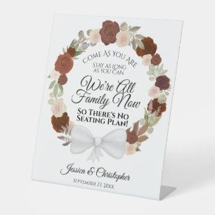 Elegant Rust Orange Roses Open Seating Wedding Pedestal Sign