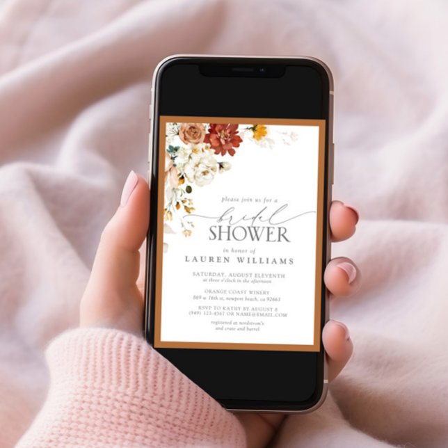 Elegant Rust Orange Watercolor Bridal Shower Invit Invitation (Creator Uploaded)