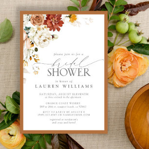 Elegant Rust Orange Watercolor Bridal Shower Invit Invitation