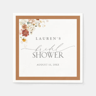 Elegant Rust Orange Watercolor Bridal Shower Napkin