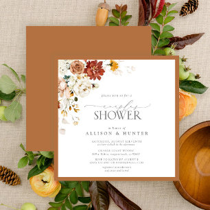 Elegant Rust Orange Watercolor Couples Shower Invi Invitation