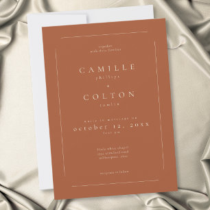 Elegant Rust Terracotta Minimalist Modern Wedding Invitation