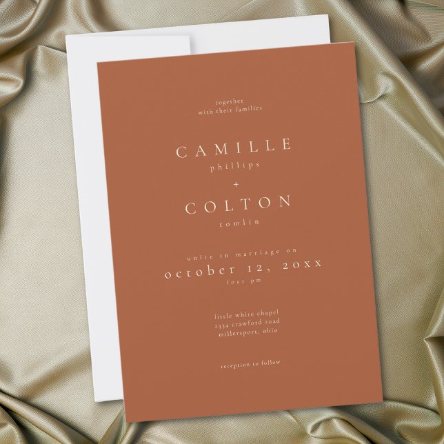 Elegant Rust Terracotta Minimalist Wedding Invitation (Elegant Rust Terracotta Minimalist Wedding Invitation)